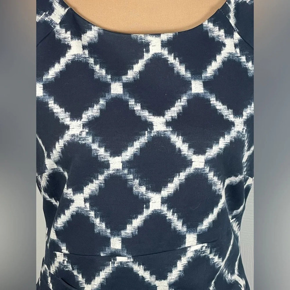 Phase Eight Blue And White Diamond Pattern Shift Dress Size 12 - Picture 4 of 9